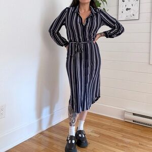 Onze Montreal stripe belted dress